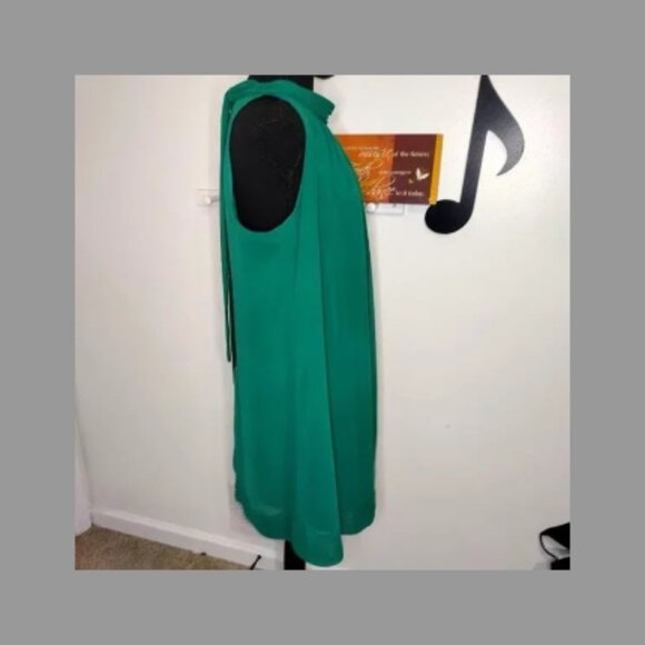 New York & Company XS Eva Mendes Emerald Green Chiffon High Neck Dress Size Med - Picture 5 of 10